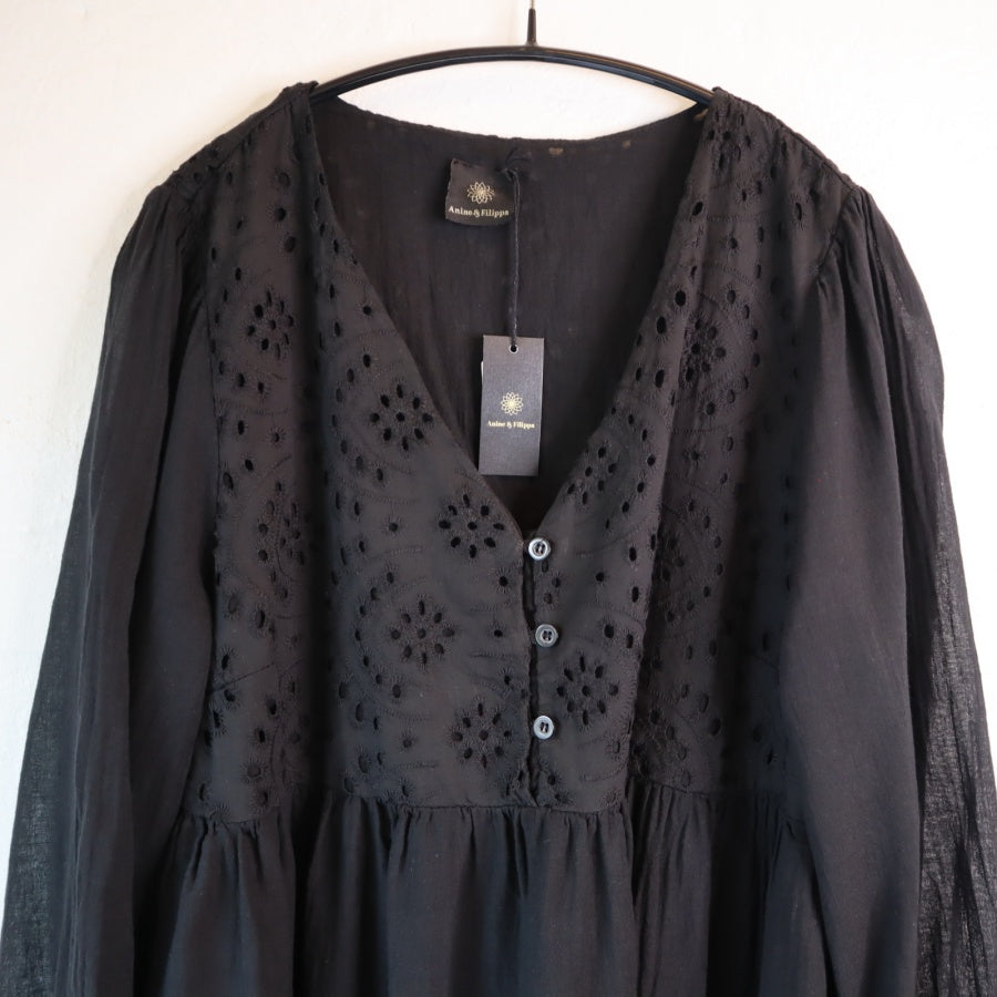 Sea Bomuldskjole broderi og lange ærmer fra WAUW