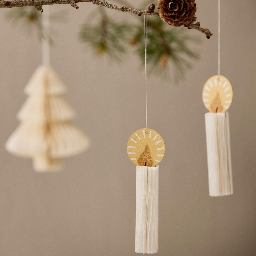 Papirsfoldede lys Honeycomb Candles 3-pak fra Bungalow