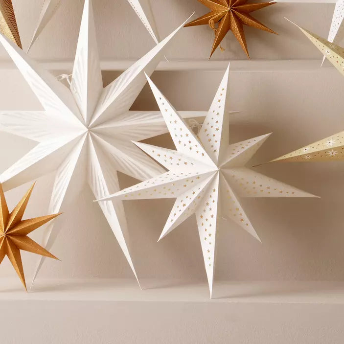 Papir Stjerne Twinkle White 60 cm fra Bungalow