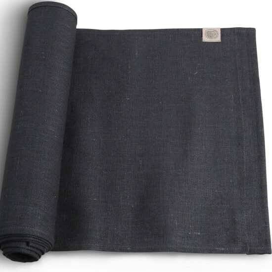 Bordløber i hør i mørkegrå