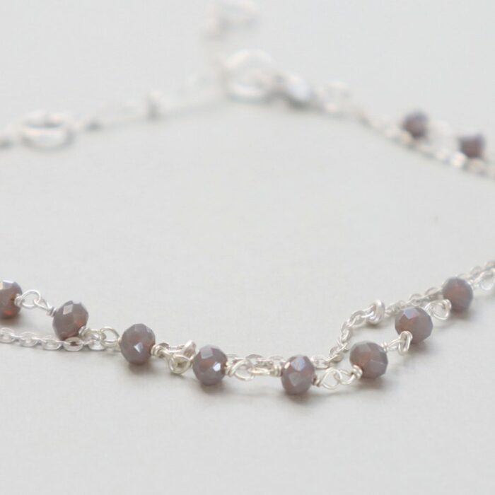 Dobbelt sølvarmbånd med grå agat