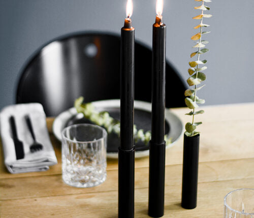 Black+powder+coated+steel+Slim+Vase+and+Slim+Light