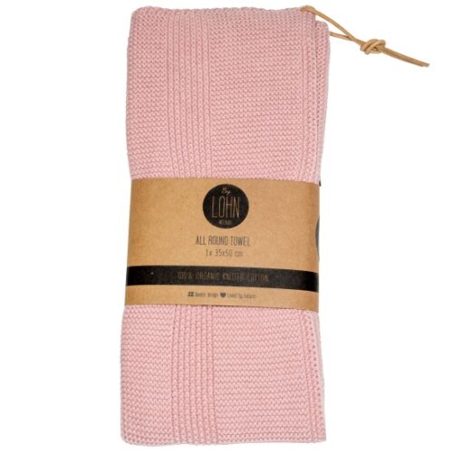 Strikket håndklæde pink