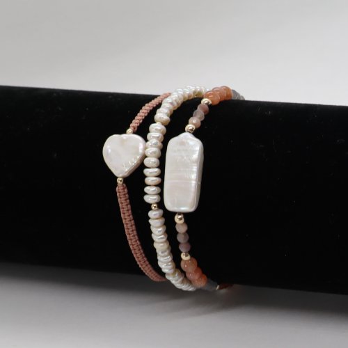 Ferskvandsperle armbånd 3 stk.
