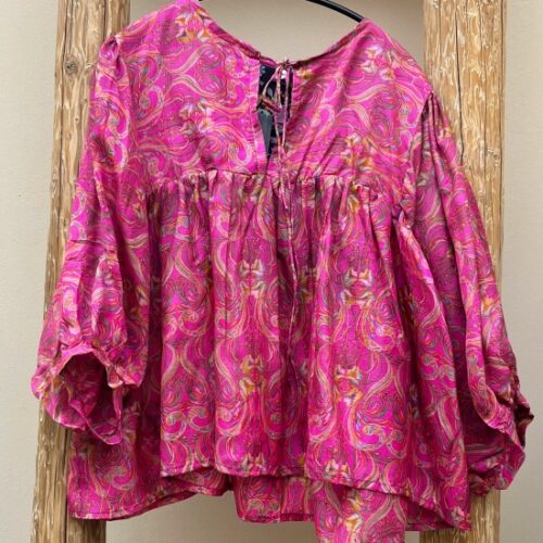 Rose bluse pink med mønster