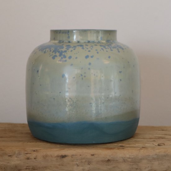 Stor vase Grå:Grøn med blå