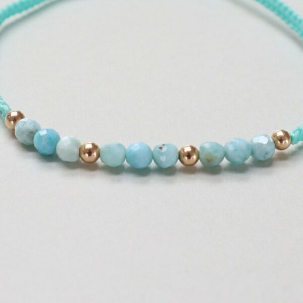 håndknyttet armbånd turkis med larimar