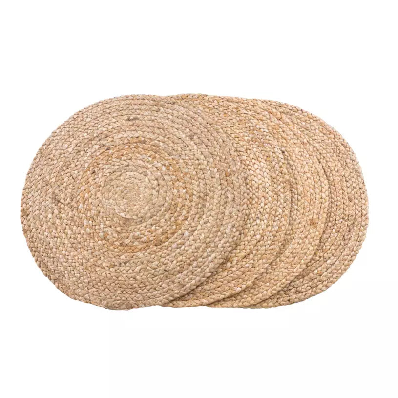 Runde Dækkeservietter i flettet jute fra Nordic House