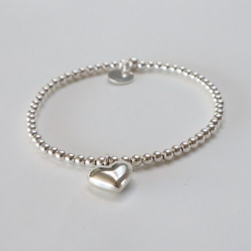 sølv armbånd af kugler med hjerte