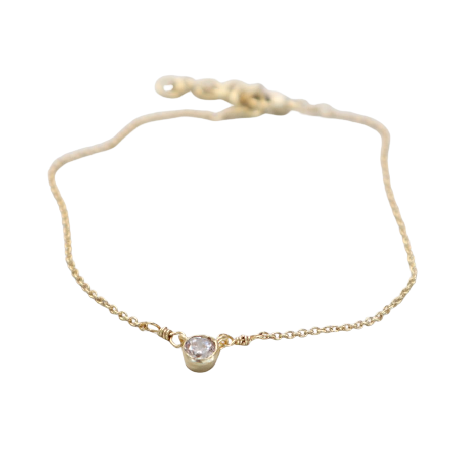 Fint guldkæde armbånd med indfattet zirkon