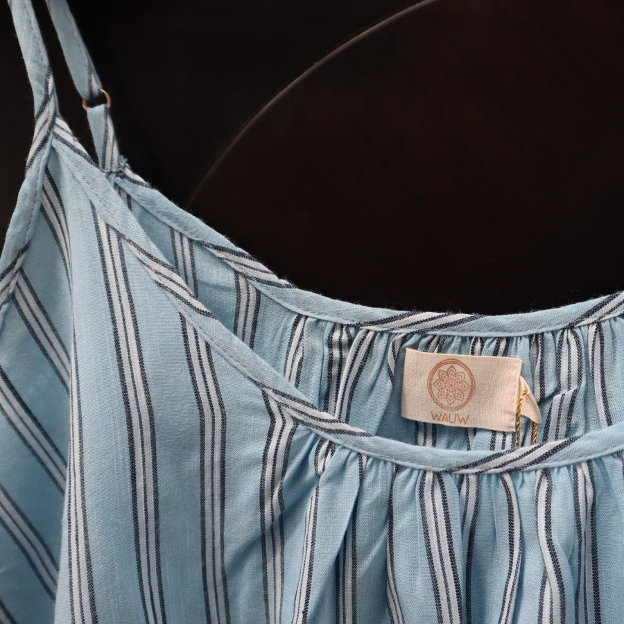 The Dress Sommerkjole i stribet bomuld med stropper fra Wauw